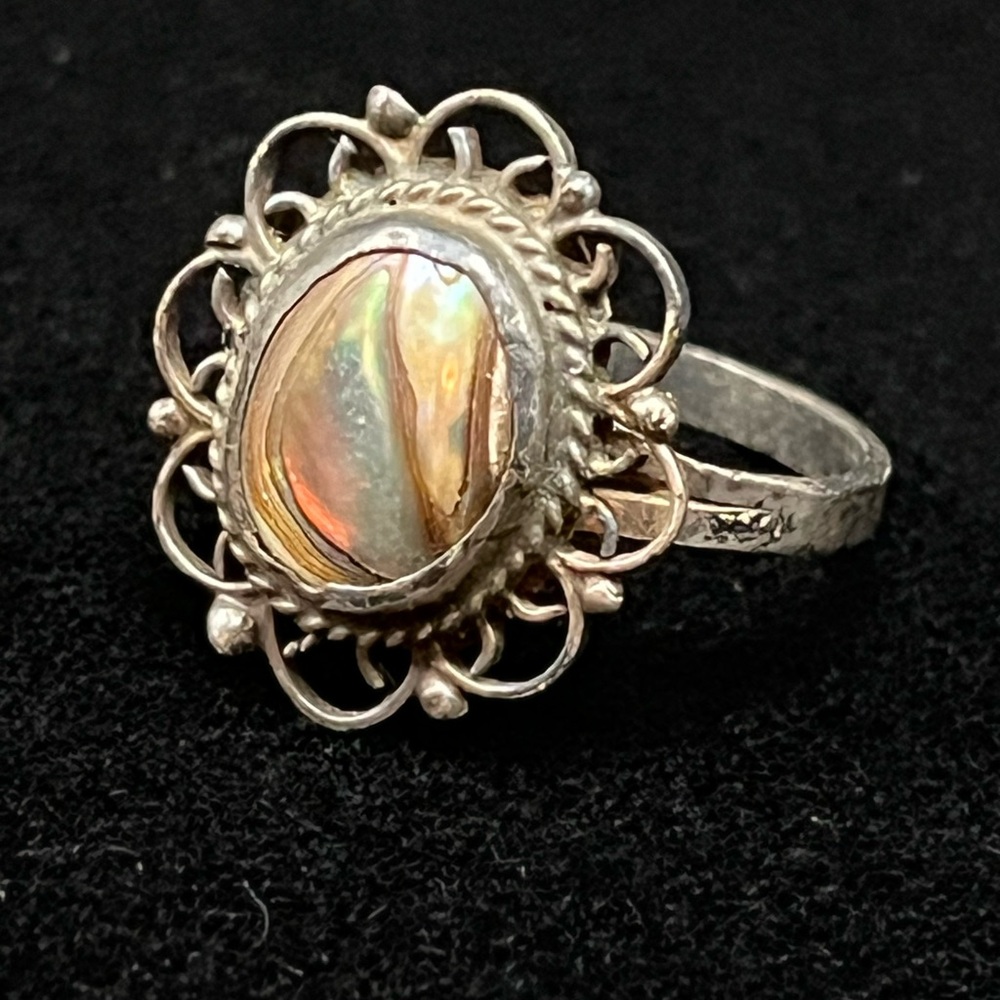 Sterling Silver Abalone Shell Ring - image 1